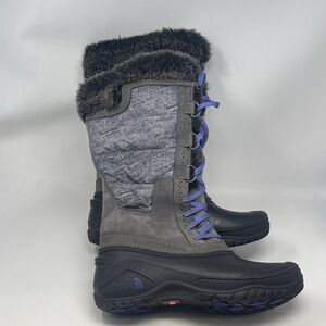 The North Face Shellista Tall Boots Womens 6.5 Gray Suede Waterproof Faux Fur